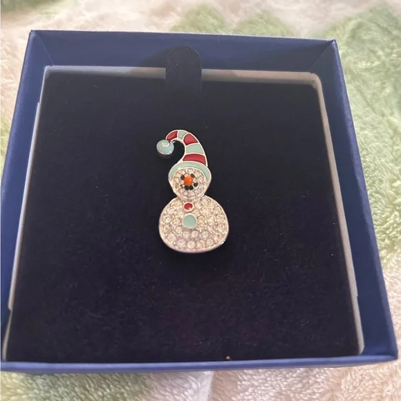 Swarovski Festive Crystal Snowman Brooch - Picture 2 of 4